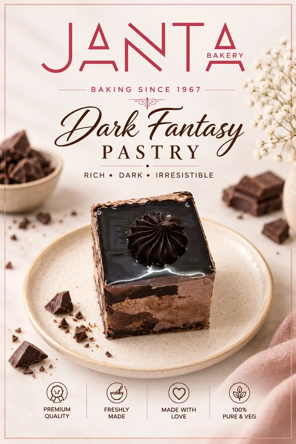 Eggless Dark Fantasy Pastry