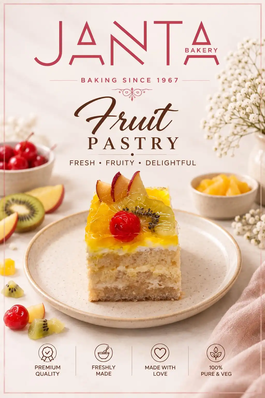 Eggless Pineapple Pastry