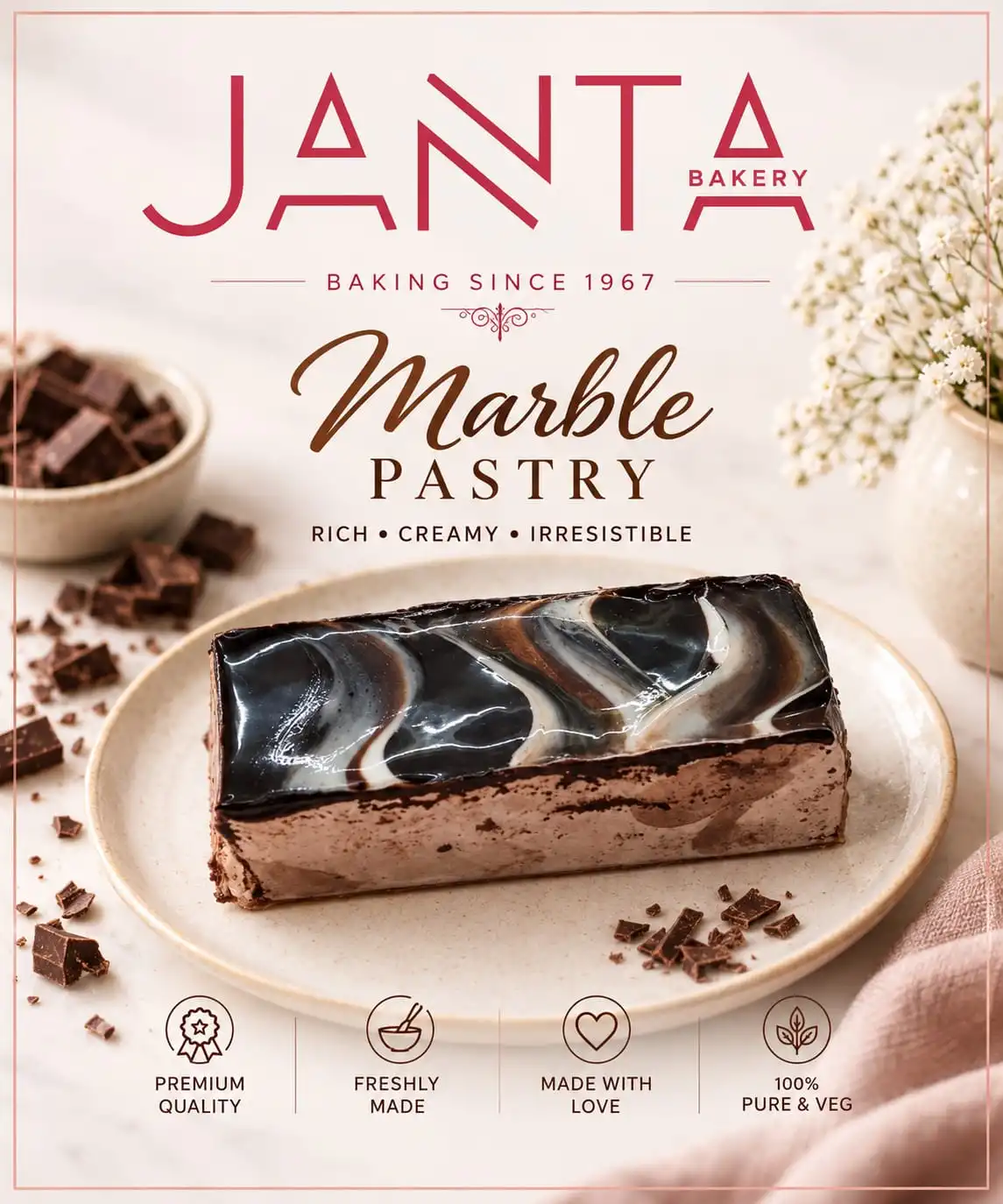 Eggless Choco Marble Pastry